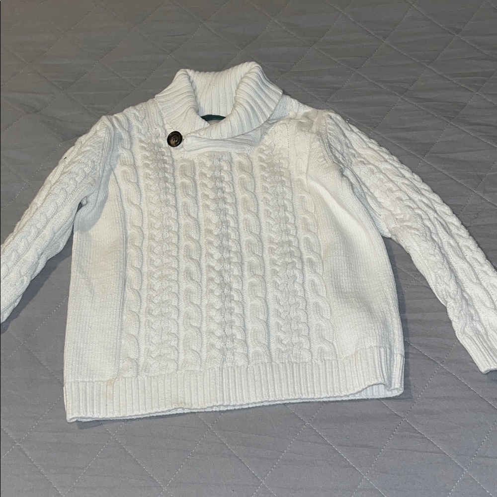 Gymboree Boy’s White Cowl Neck Cable Sweater